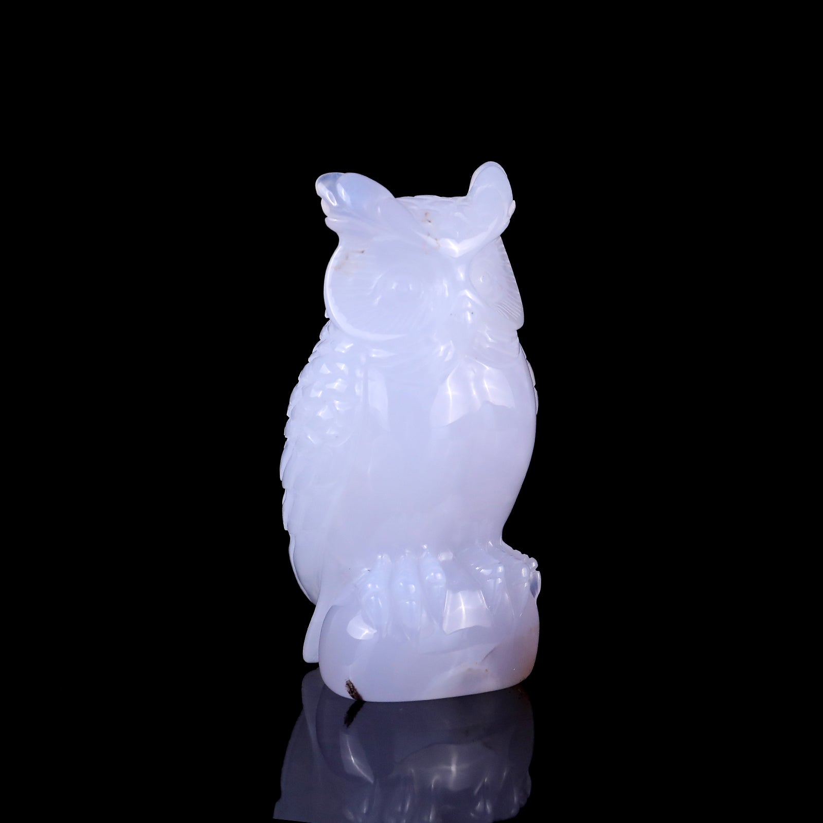 3.1" Blue Chalcedony Hand Carved Crystal Owl Sculpture Crystallumi