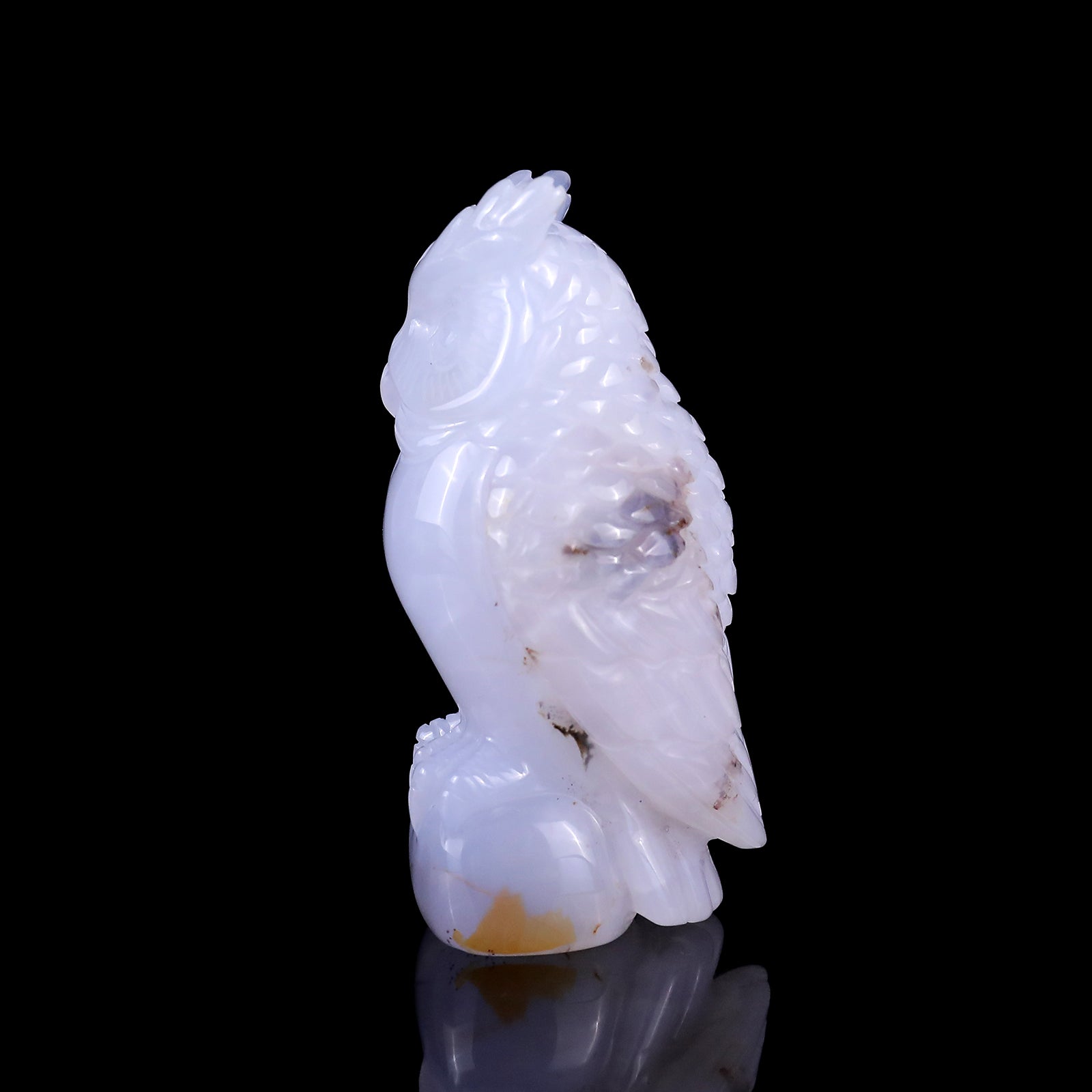 3.1" Blue Chalcedony Hand Carved Crystal Owl Sculpture Crystallumi