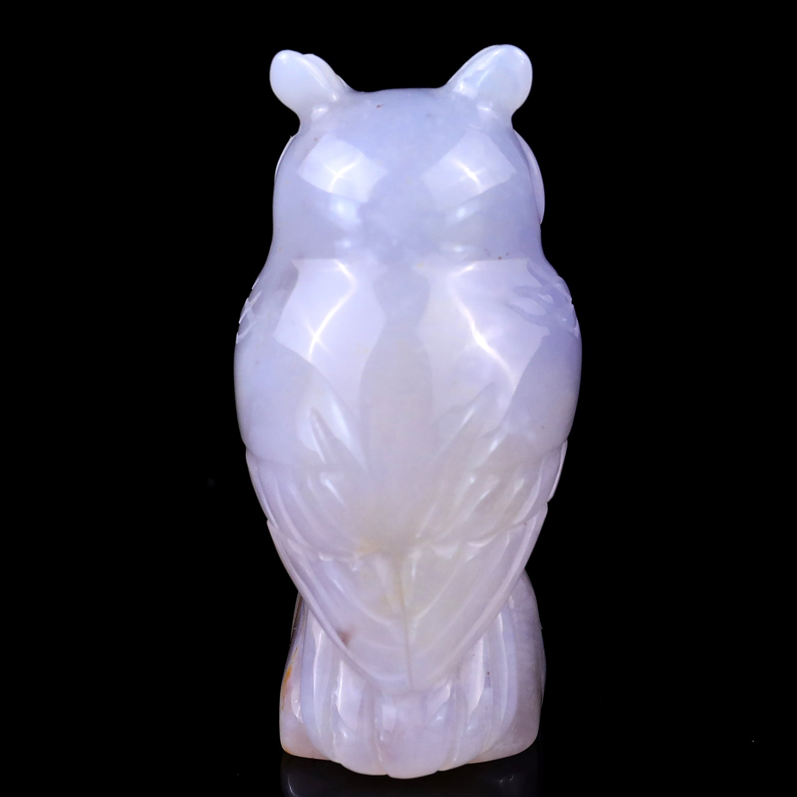 3.1" Blue Chalcedony Hand Carved Crystal Owl Sculpture Crystallumi