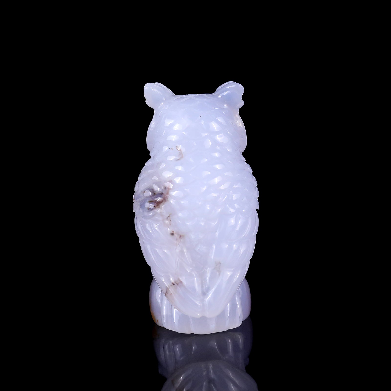 3.1" Blue Chalcedony Hand Carved Crystal Owl Sculpture Crystallumi