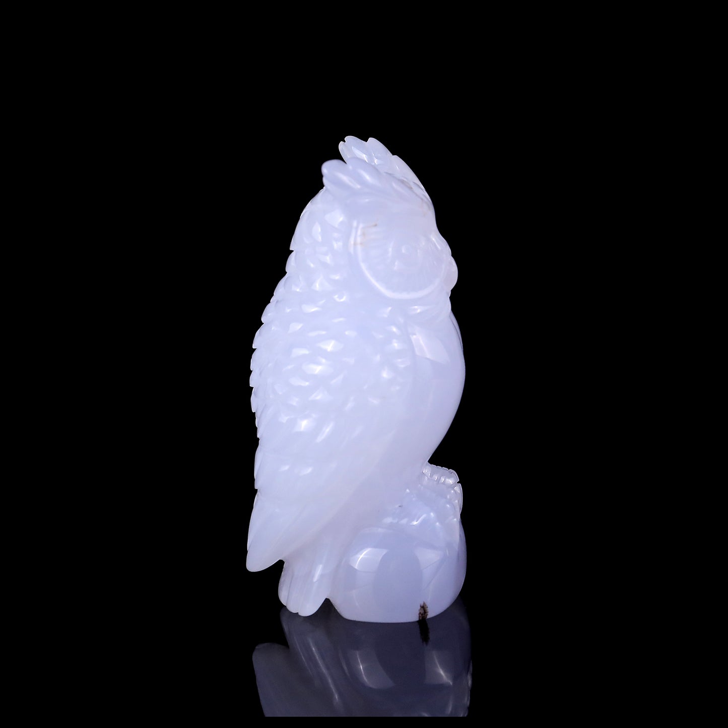 3.1" Blue Chalcedony Hand Carved Crystal Owl Sculpture Crystallumi