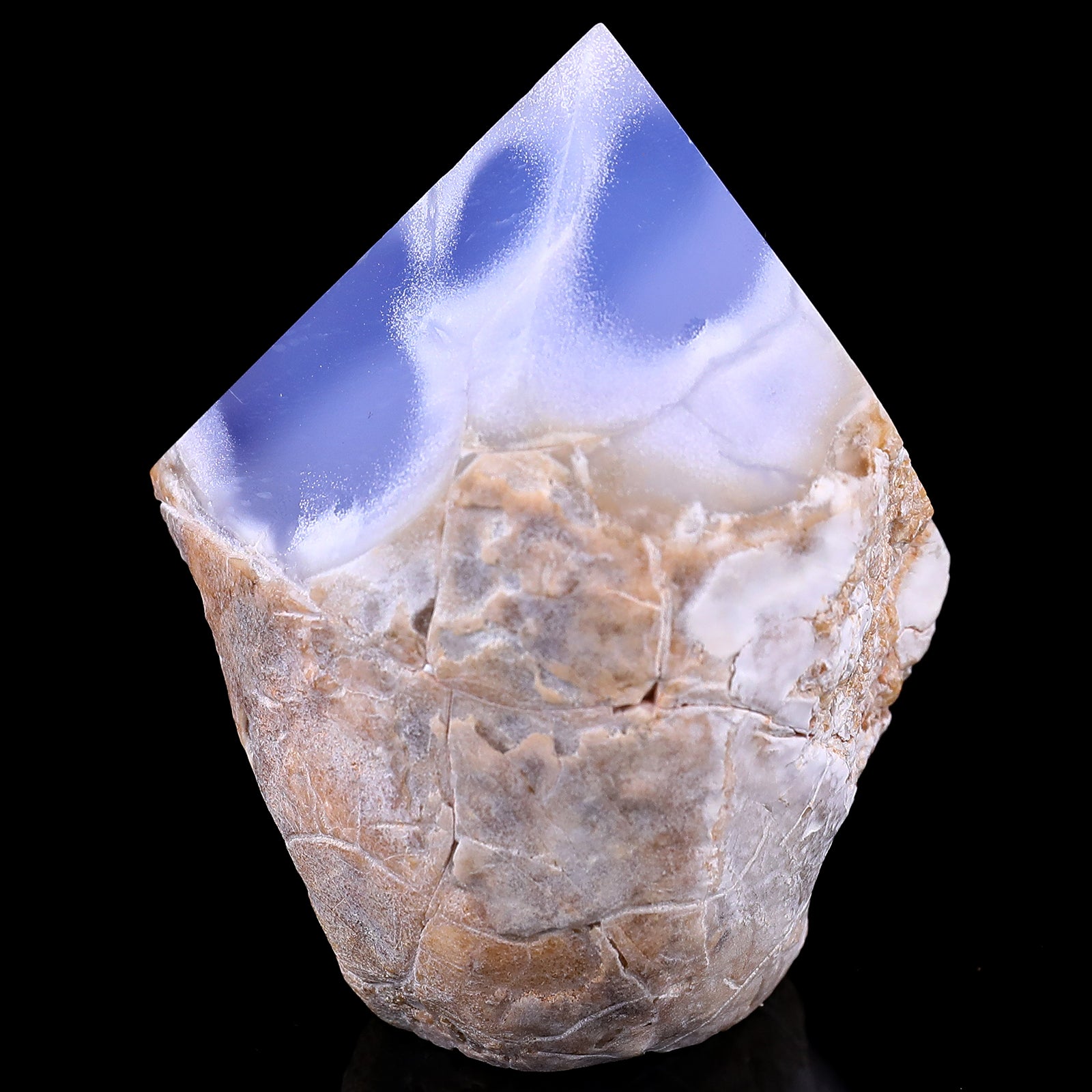 3.1" Blue Chalcedony Hand Carved Crystal Polished Point Crystallumi