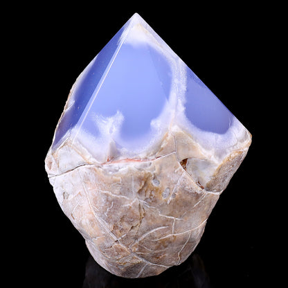 3.1" Blue Chalcedony Hand Carved Crystal Polished Point Crystallumi