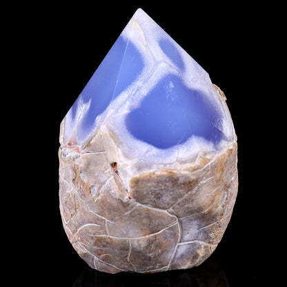 3.1" Blue Chalcedony Hand Carved Crystal Polished Point Crystallumi