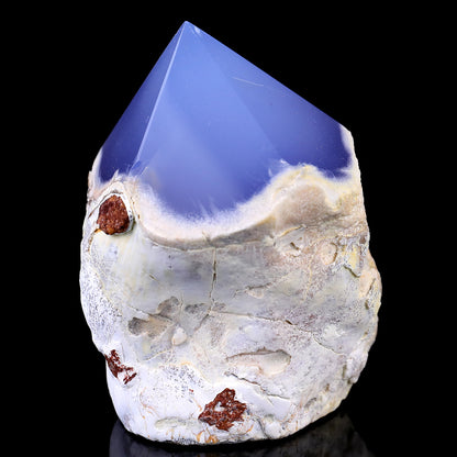 3.1" Blue Chalcedony Hand Carved Crystal Polished Point Crystallumi