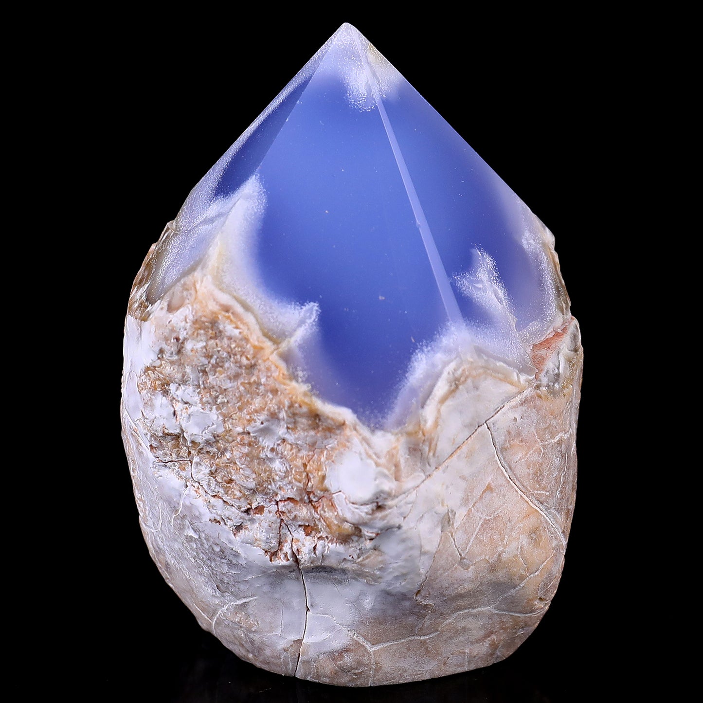 3.1" Blue Chalcedony Hand Carved Crystal Polished Point Crystallumi