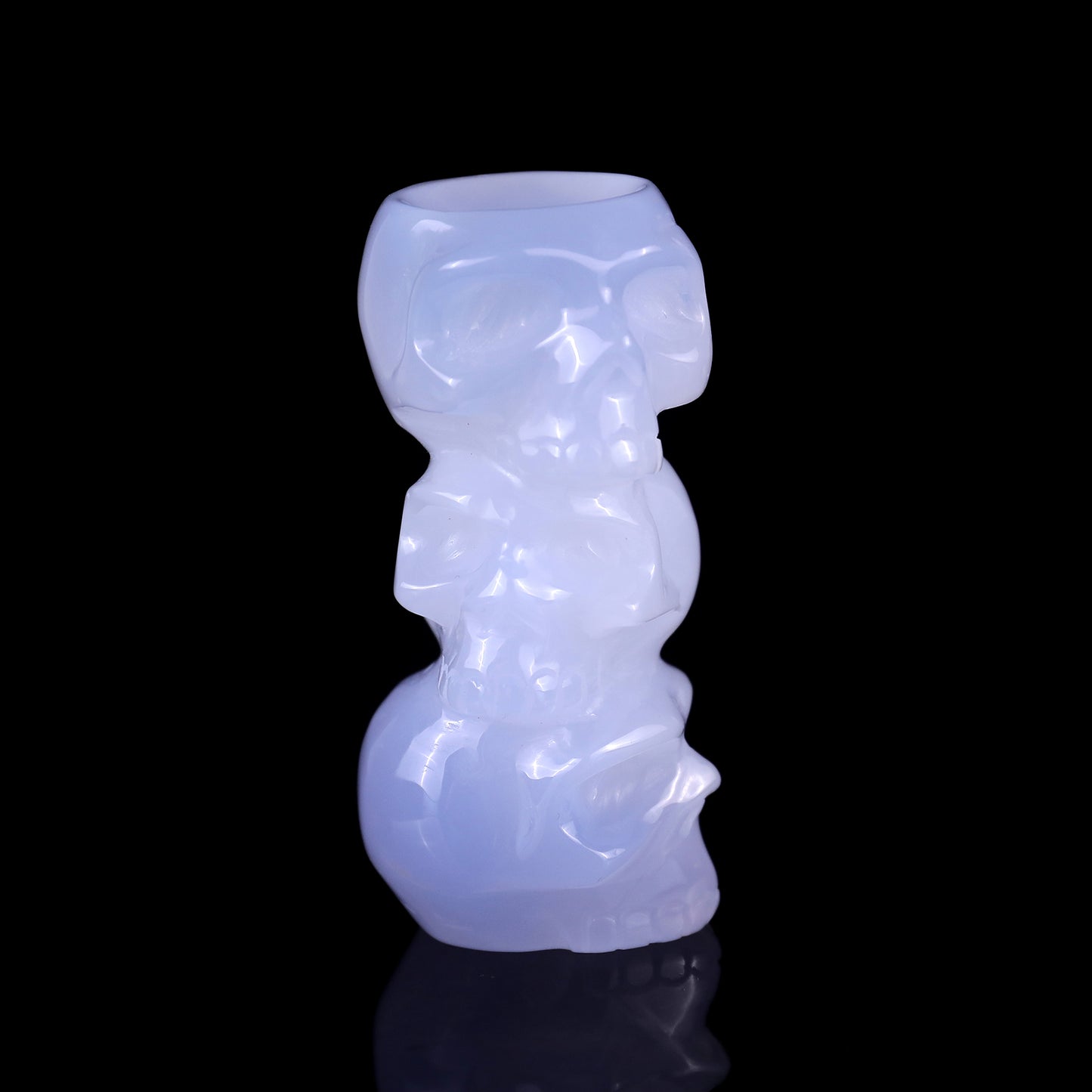 3.1" Blue Chalcedony Hand Carved Crystal Skulls Sculpture Crystallumi