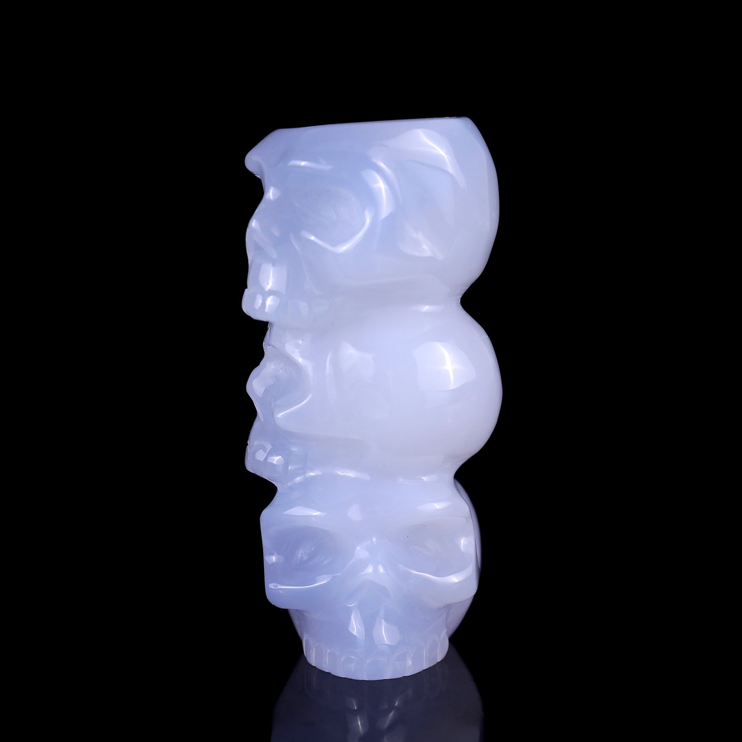 3.1" Blue Chalcedony Hand Carved Crystal Skulls Sculpture Crystallumi