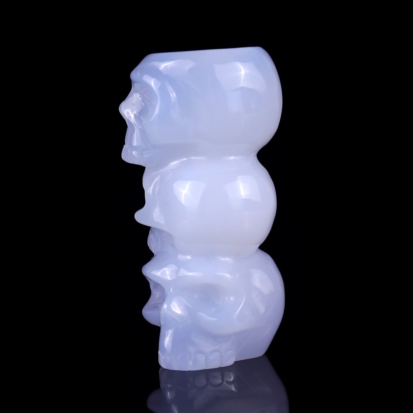 3.1" Blue Chalcedony Hand Carved Crystal Skulls Sculpture Crystallumi