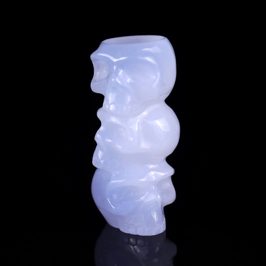 3.1" Blue Chalcedony Hand Carved Crystal Skulls Sculpture Crystallumi