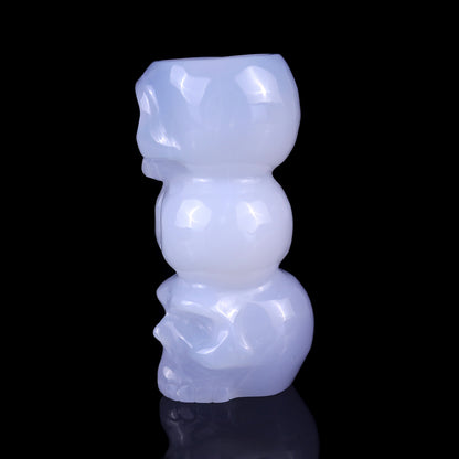 3.1" Blue Chalcedony Hand Carved Crystal Skulls Sculpture Crystallumi