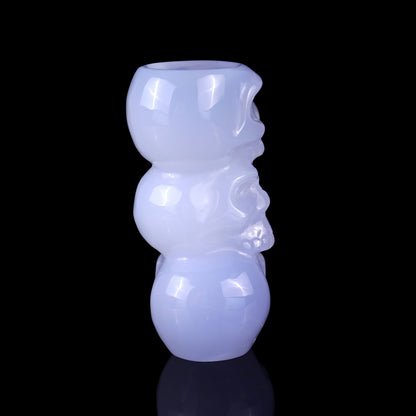 3.1" Blue Chalcedony Hand Carved Crystal Skulls Sculpture Crystallumi