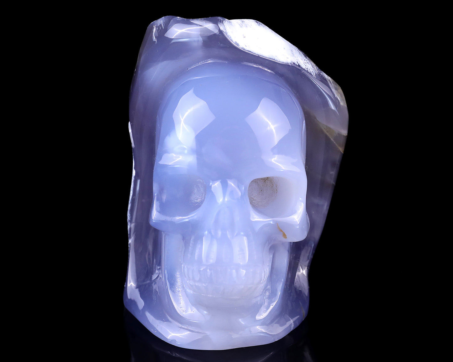 3.1" Blue Chalcedony Hand Carved Mineral Specimen Skull Sculpture Crystallumi