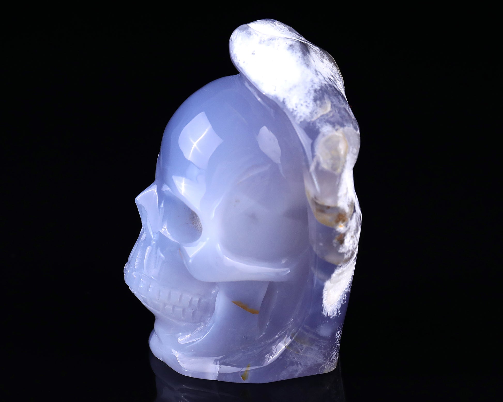 3.1" Blue Chalcedony Hand Carved Mineral Specimen Skull Sculpture Crystallumi