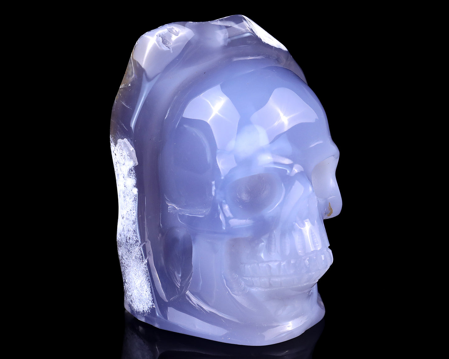 3.1" Blue Chalcedony Hand Carved Mineral Specimen Skull Sculpture Crystallumi