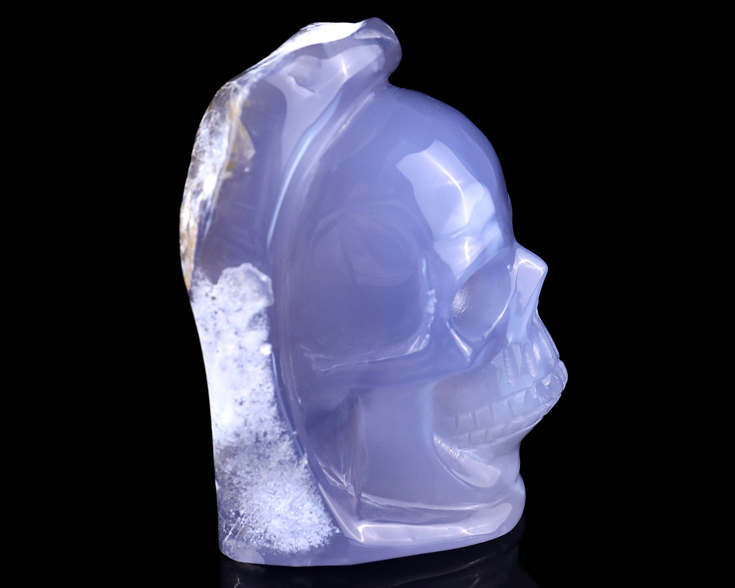 3.1" Blue Chalcedony Hand Carved Mineral Specimen Skull Sculpture Crystallumi