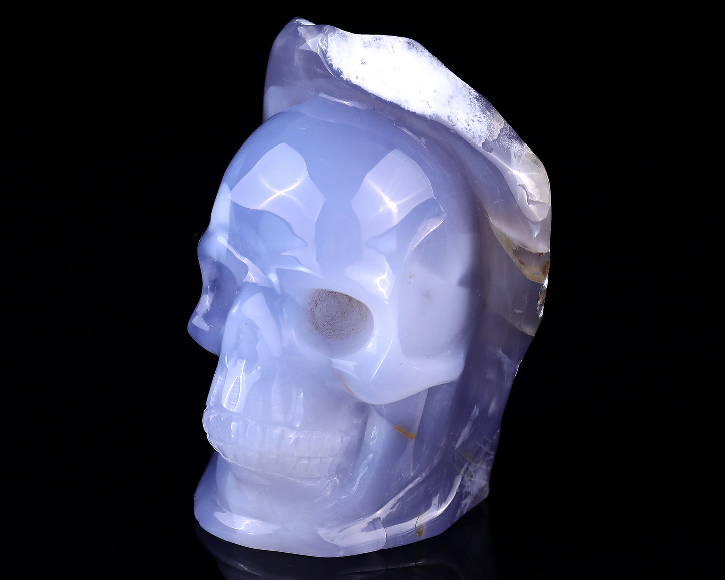 3.1" Blue Chalcedony Hand Carved Mineral Specimen Skull Sculpture Crystallumi