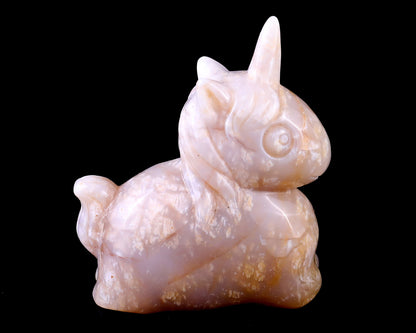 3.1" Chalcedony Hand Carved Crystal Unicorn Sculpture Crystallumi