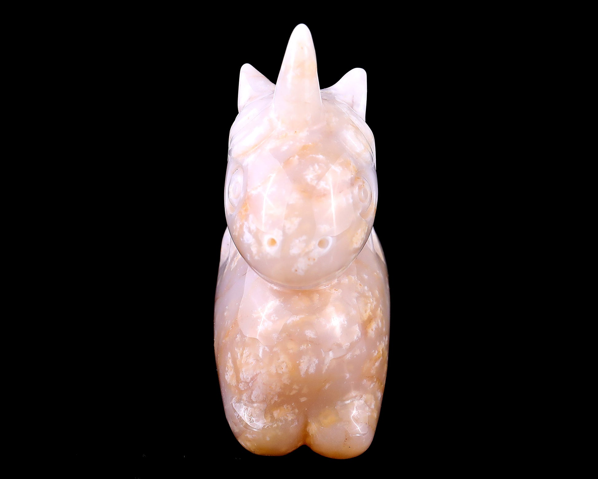 3.1" Chalcedony Hand Carved Crystal Unicorn Sculpture Crystallumi