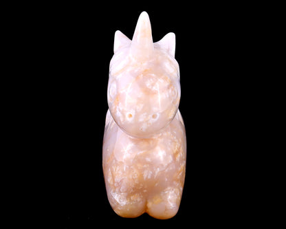 3.1" Chalcedony Hand Carved Crystal Unicorn Sculpture Crystallumi