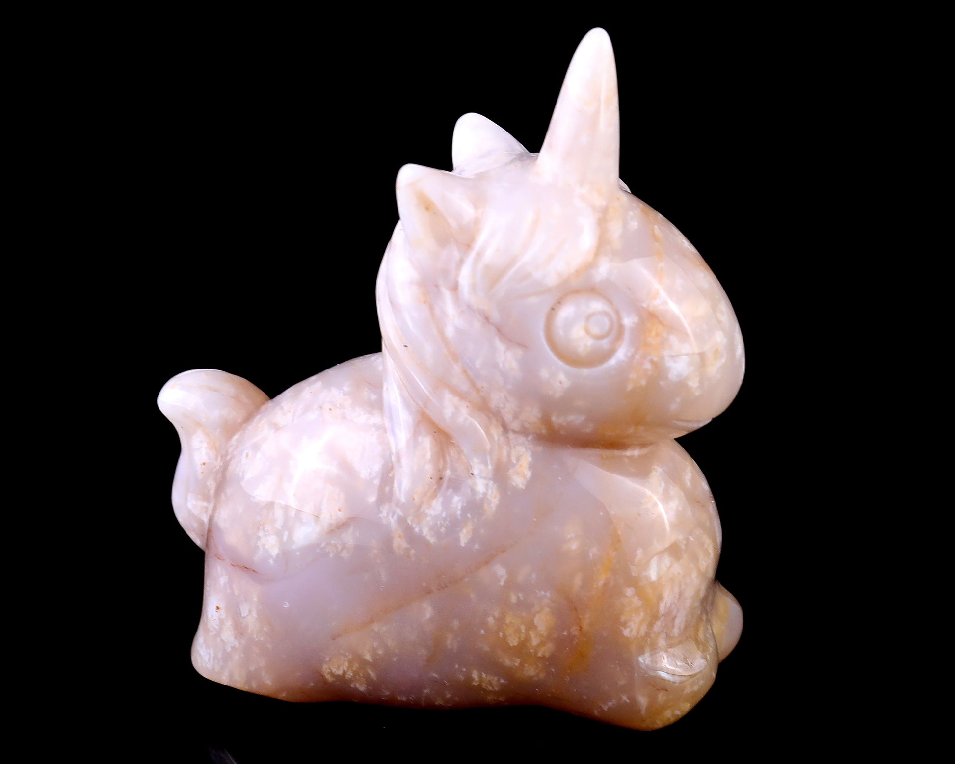 3.1" Chalcedony Hand Carved Crystal Unicorn Sculpture Crystallumi