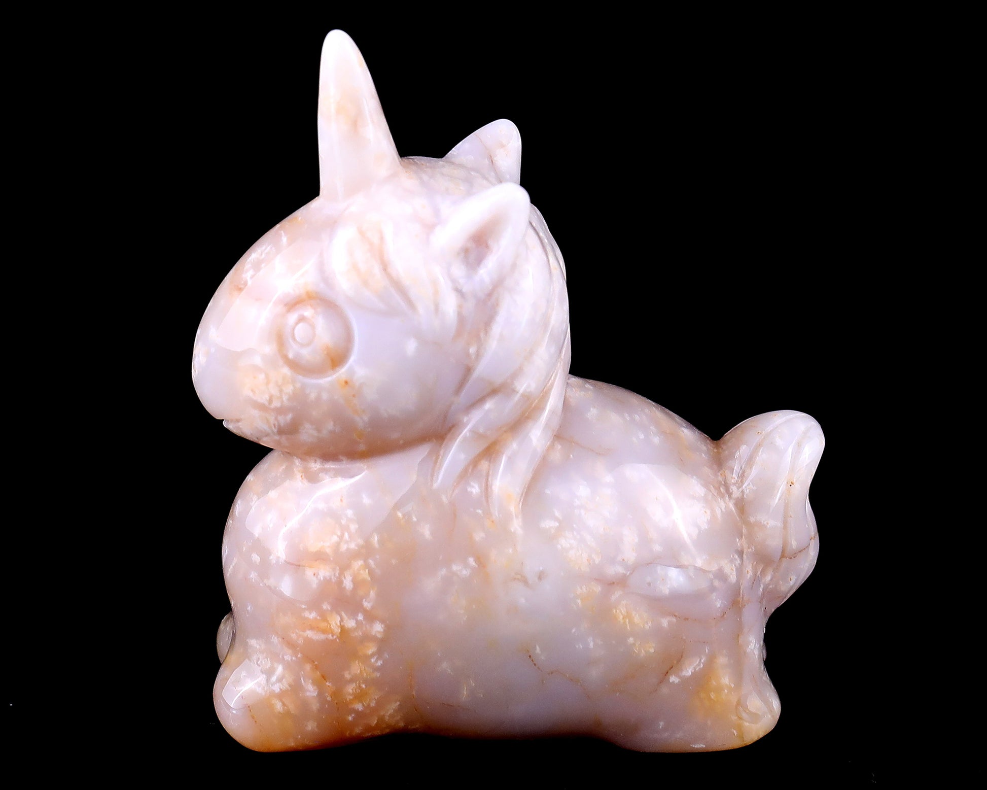 3.1" Chalcedony Hand Carved Crystal Unicorn Sculpture Crystallumi