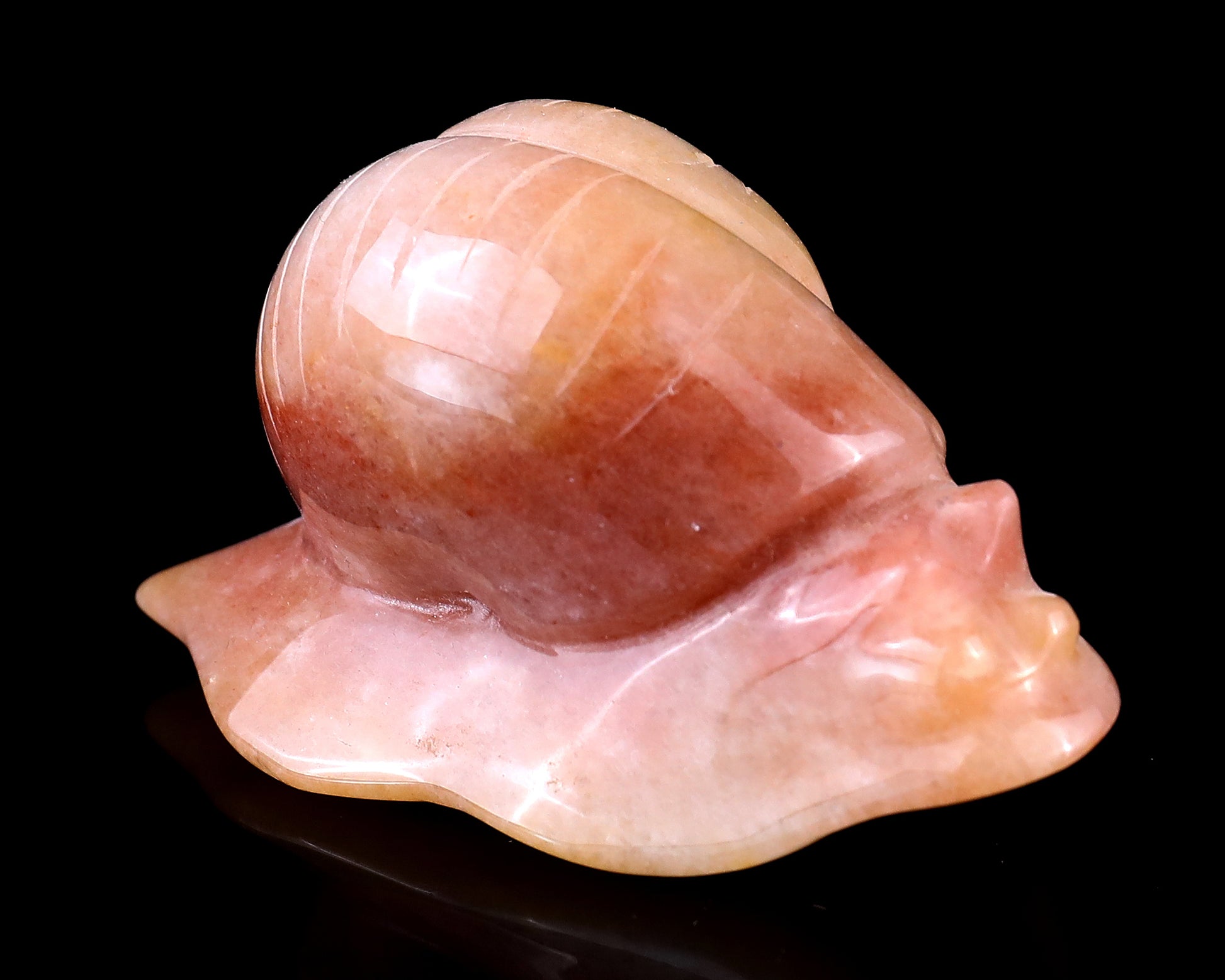 3.1" Gold Silk Jade Hand Carved Crystal Snail Sculpture Crystallumi