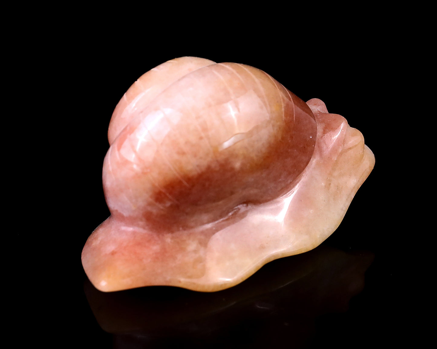 3.1" Gold Silk Jade Hand Carved Crystal Snail Sculpture Crystallumi