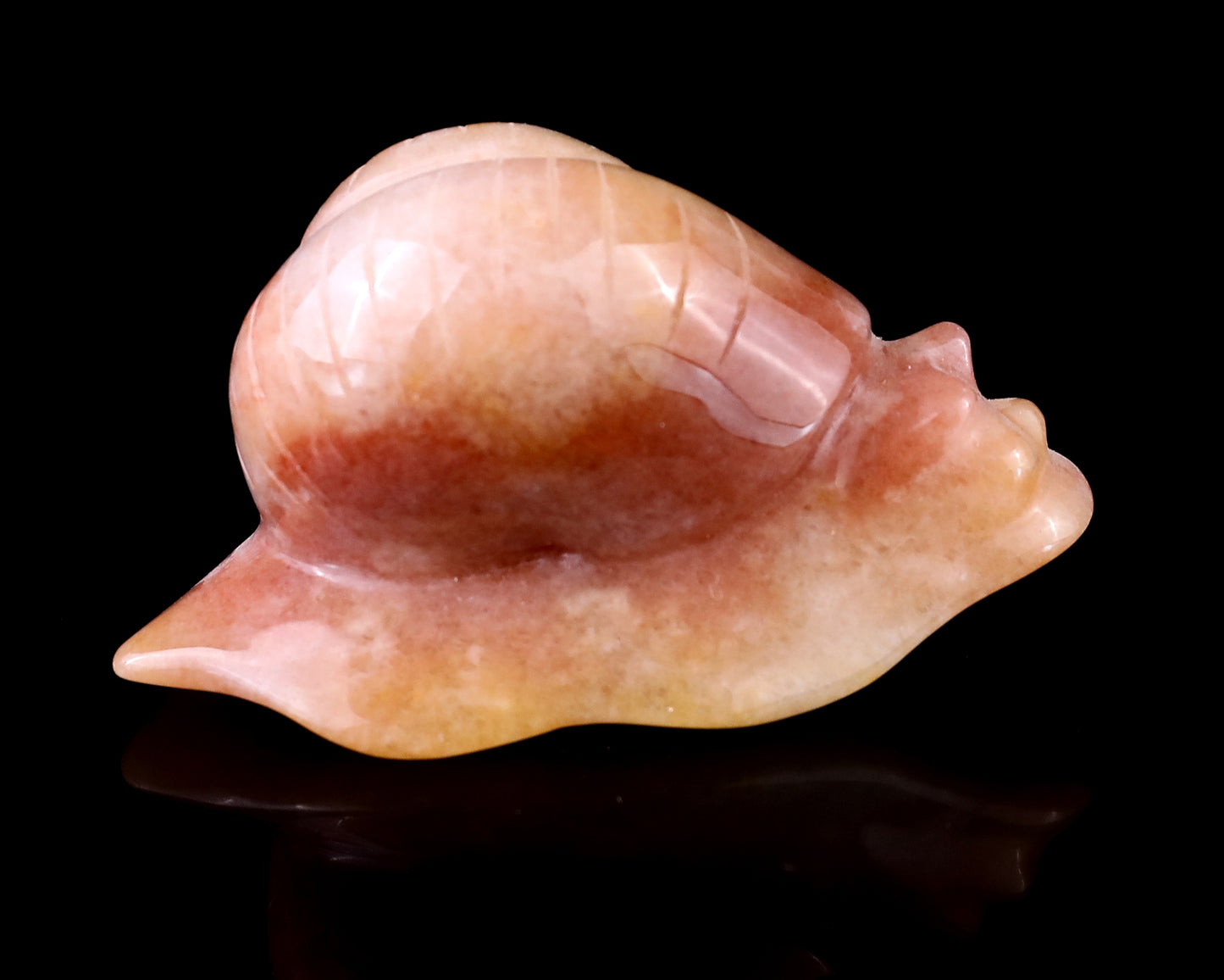 3.1" Gold Silk Jade Hand Carved Crystal Snail Sculpture Crystallumi