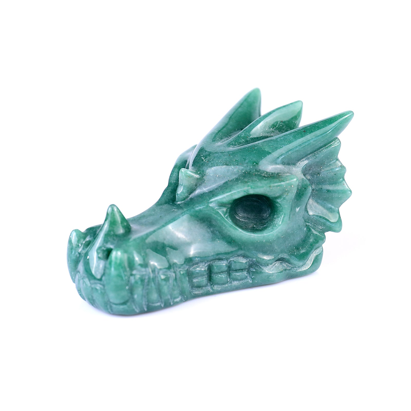 3.1" Green Aventurine Hand Carved Crystal Dragon Skull Sculpture Crystallumi