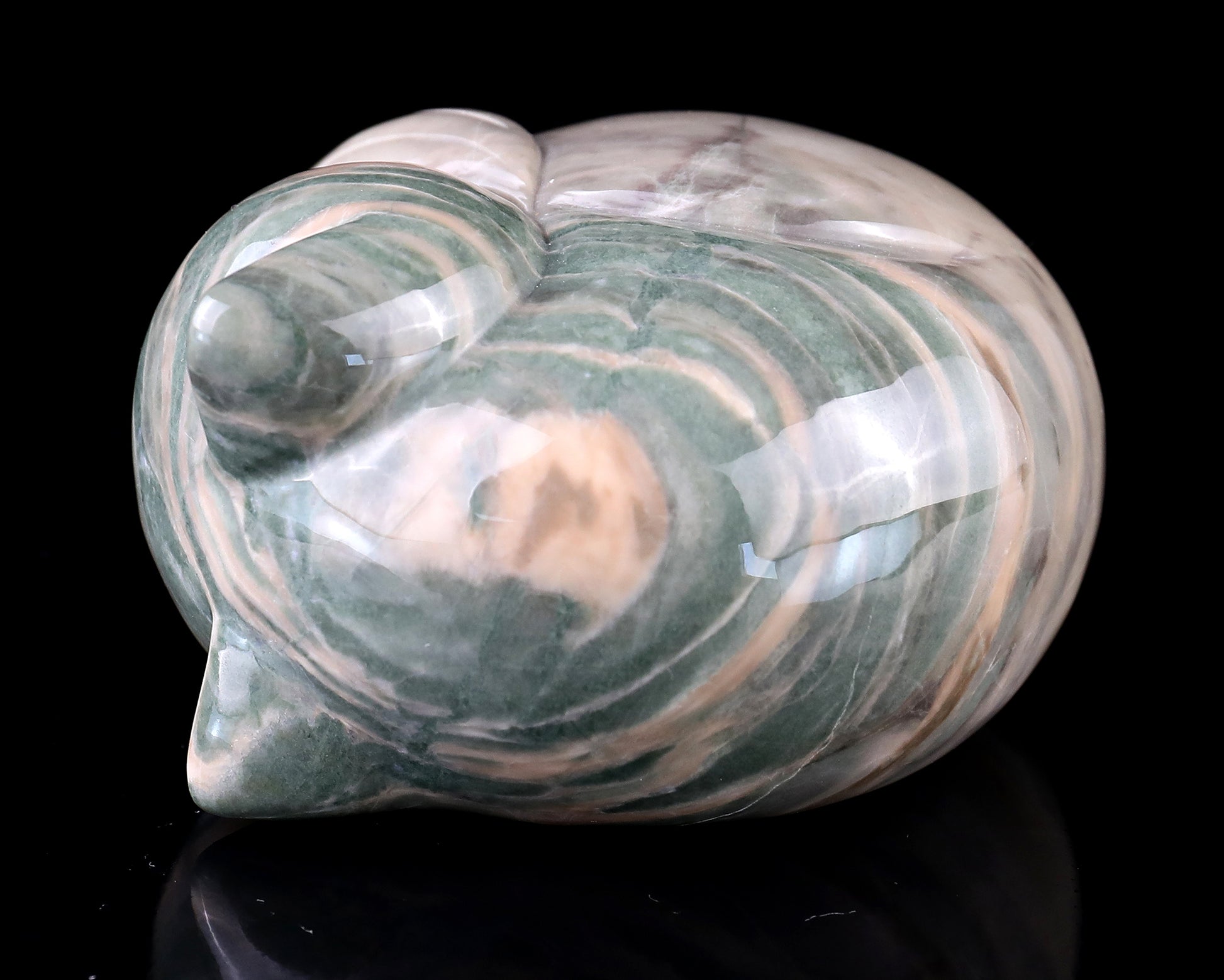 3.1" Jiulong Jade Hand Carved Crystal Cat Sculpture Crystallumi