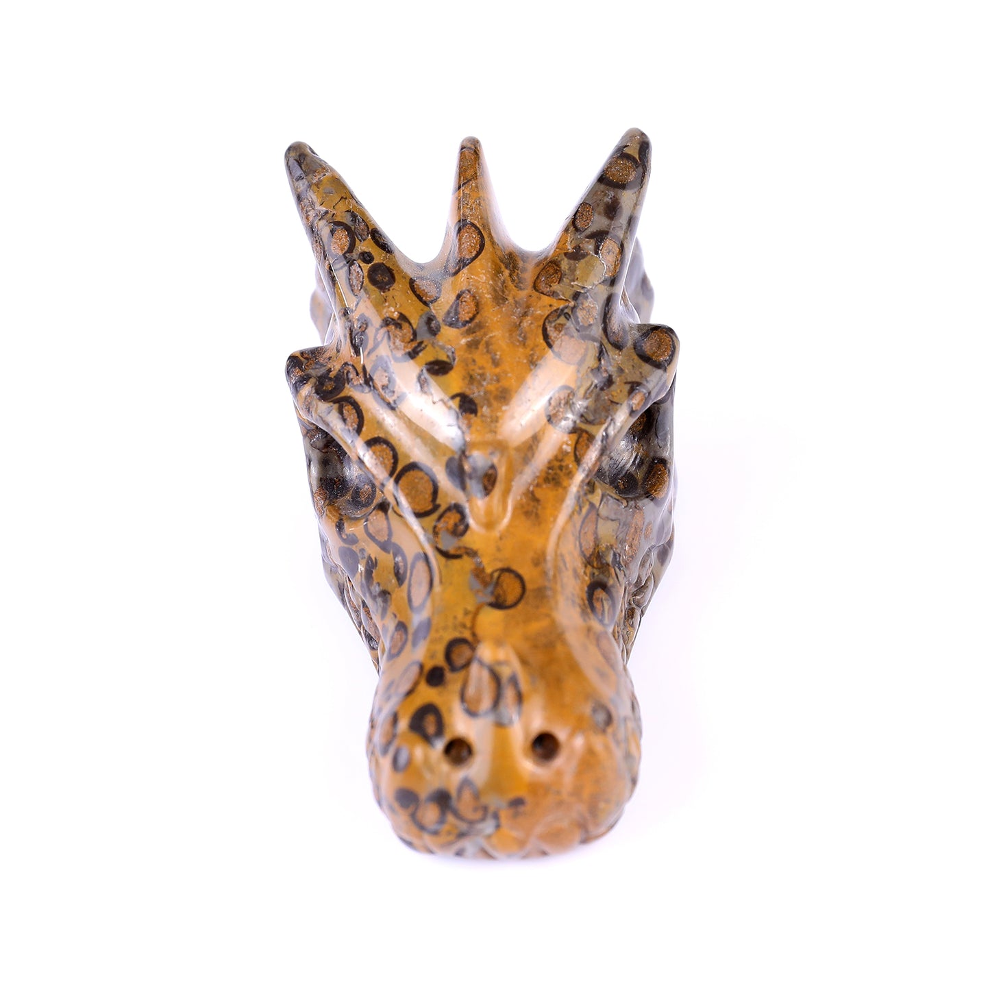 3.1" Leopard Skin Jasper Hand Carved Crystal Dragon Skull Sculpture Crystallumi