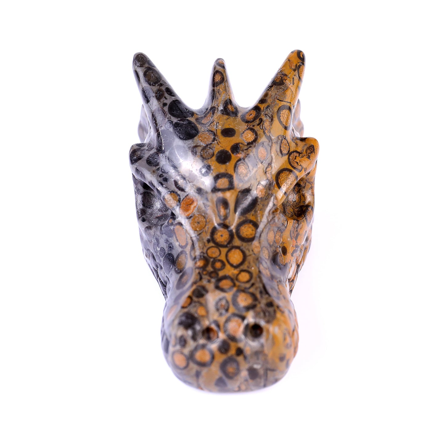 3.1" Leopard Skin Jasper Hand Carved Crystal Dragon Skull Sculpture Crystallumi