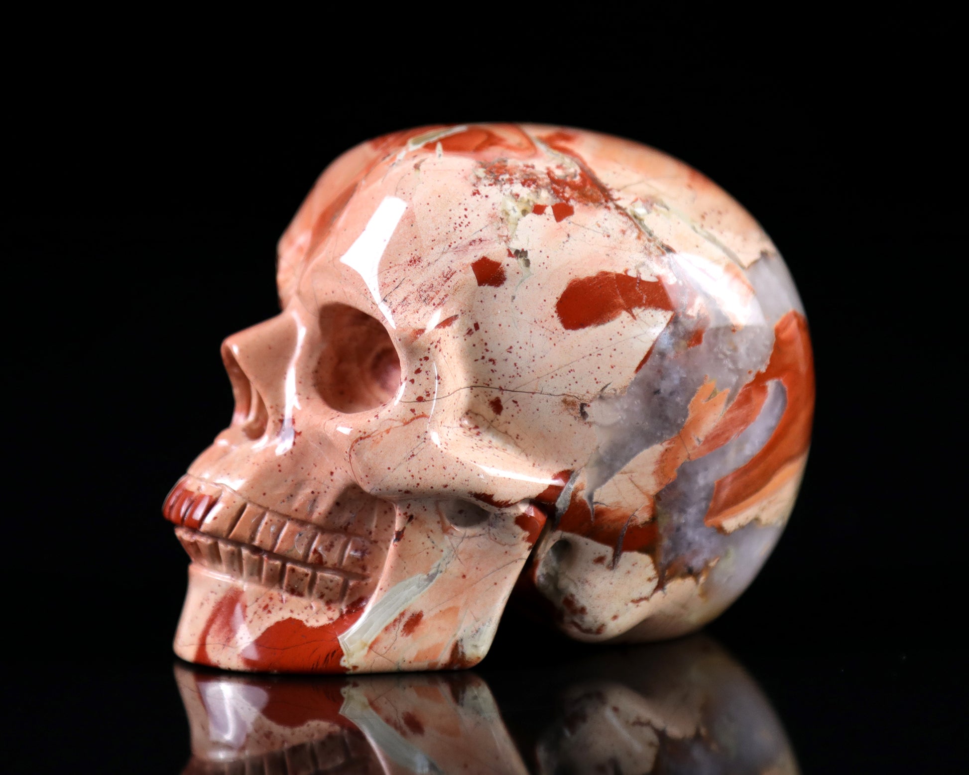 3.1" Red Jasper Hand Carved Crystal Realistic Skull Sculpture Crystallumi