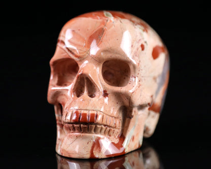 3.1" Red Jasper Hand Carved Crystal Realistic Skull Sculpture Crystallumi