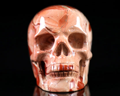 3.1" Red Jasper Hand Carved Crystal Realistic Skull Sculpture Crystallumi