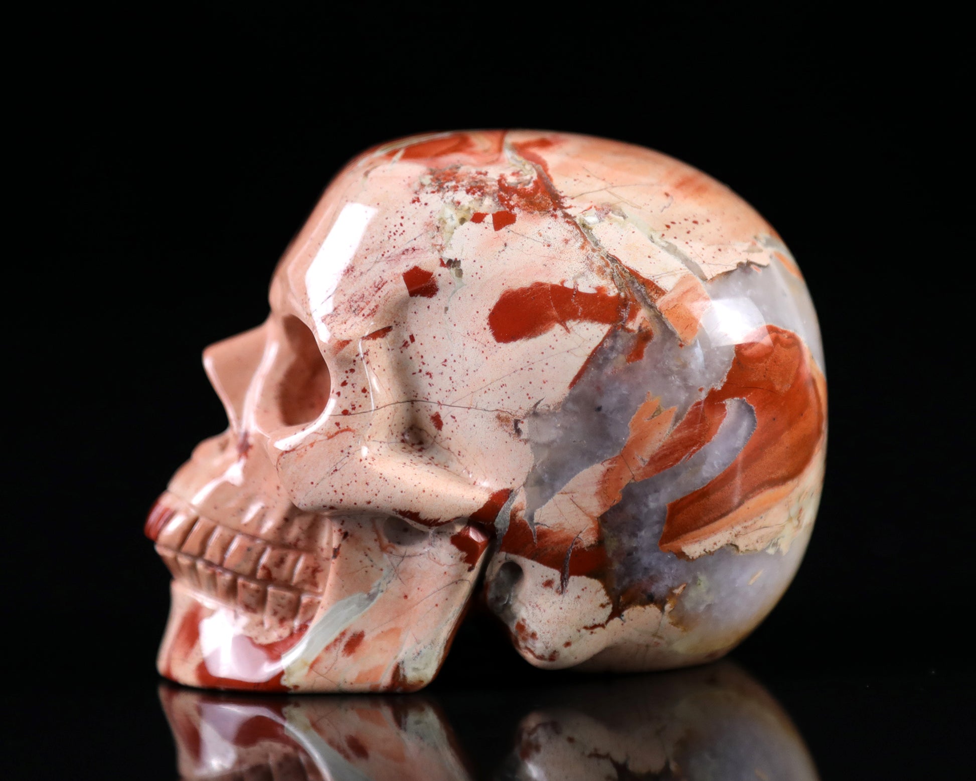 3.1" Red Jasper Hand Carved Crystal Realistic Skull Sculpture Crystallumi