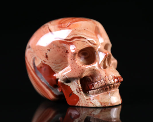 3.1" Red Jasper Hand Carved Crystal Realistic Skull Sculpture Crystallumi