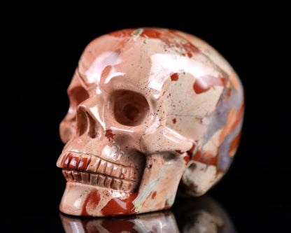 3.1" Red Jasper Hand Carved Crystal Realistic Skull Sculpture Crystallumi