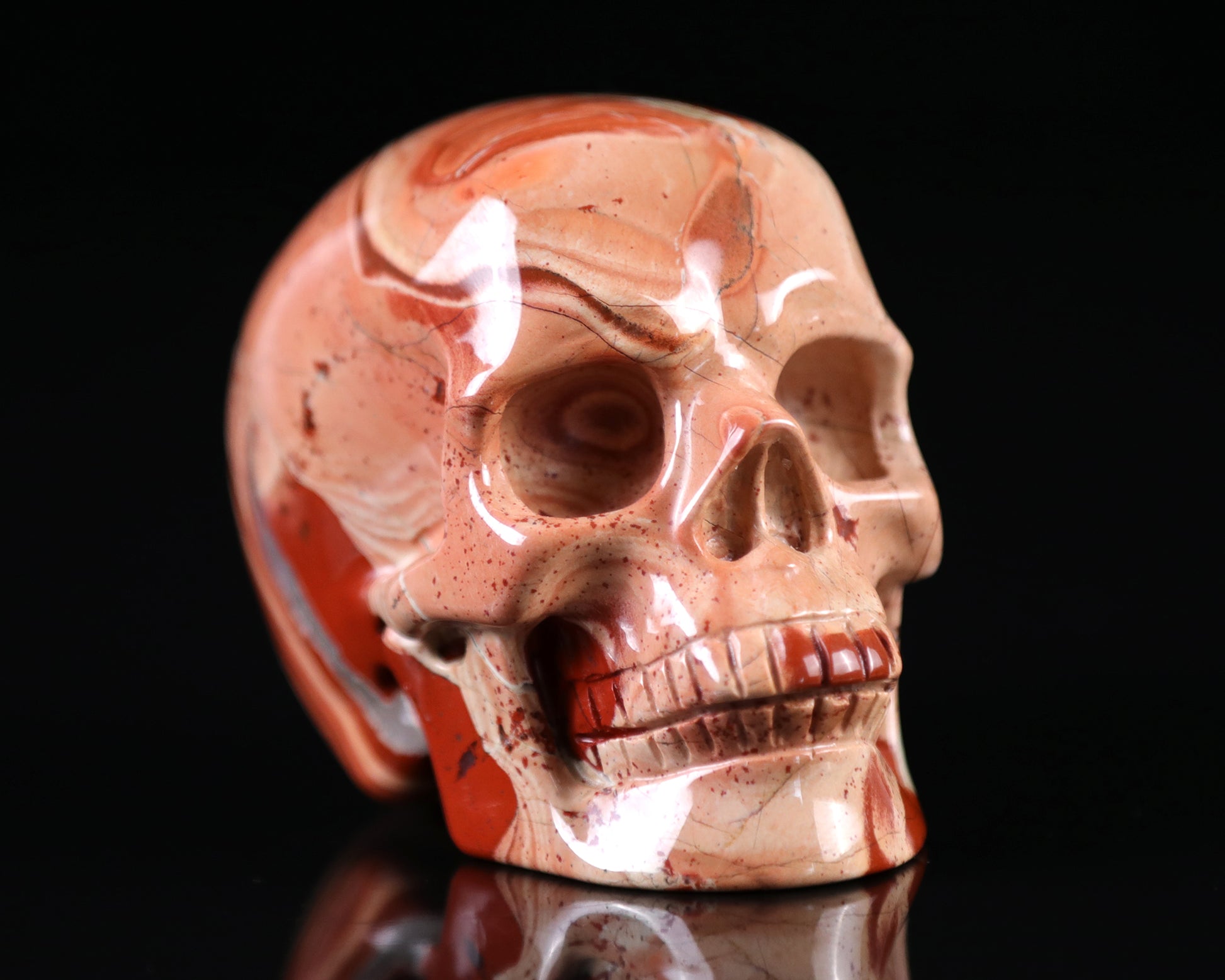 3.1" Red Jasper Hand Carved Crystal Realistic Skull Sculpture Crystallumi