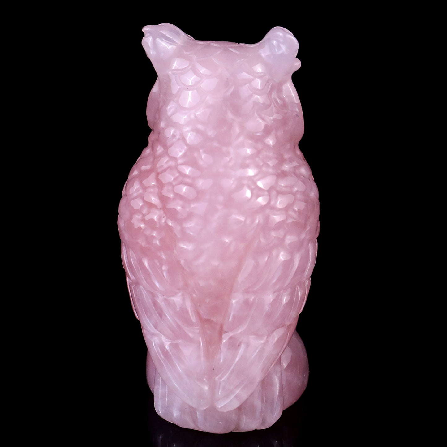 3.1" Rose Quartz Hand Carved Crystal Owl Sculpture Crystallumi