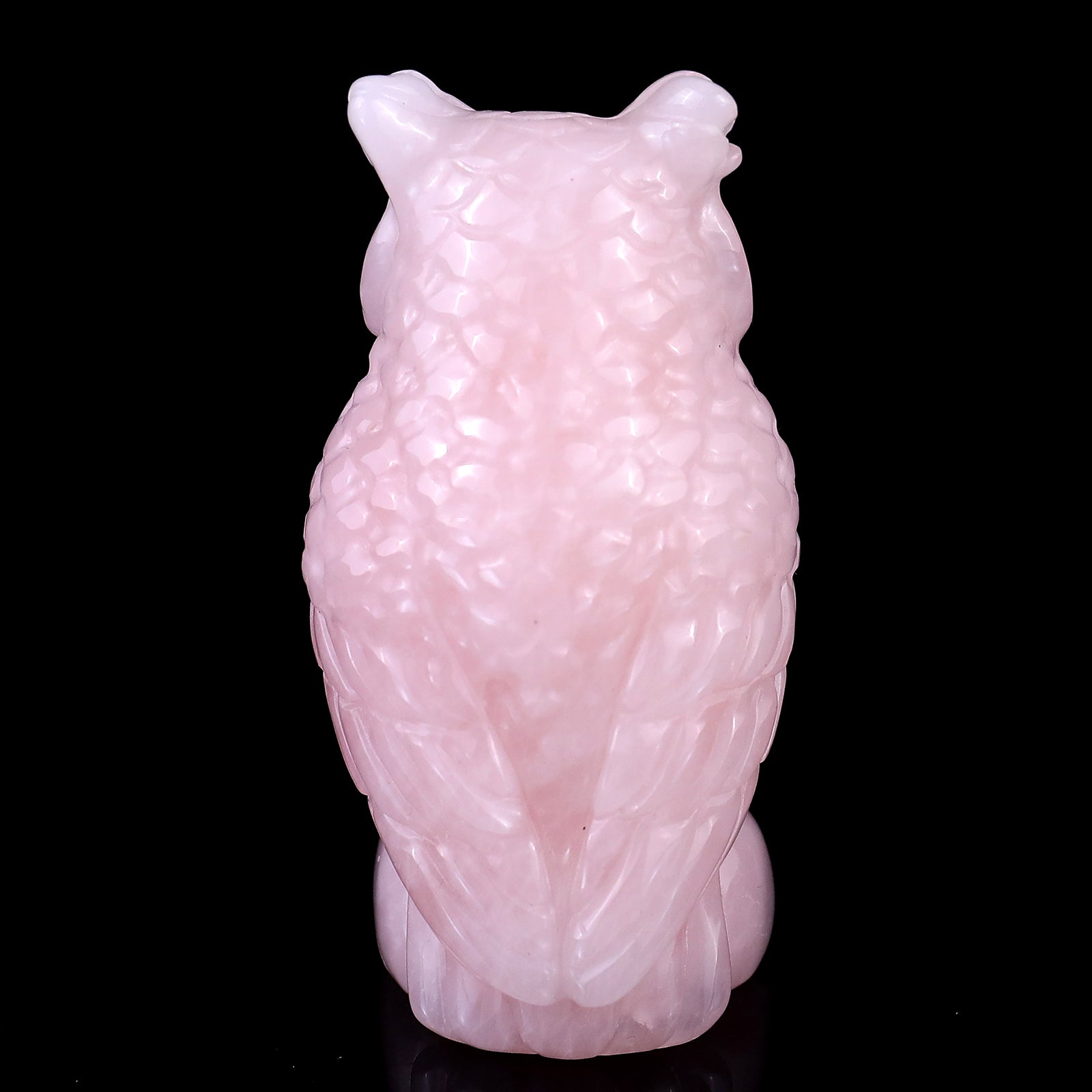 3.1" Rose Quartz Hand Carved Crystal Owl Sculpture Crystallumi