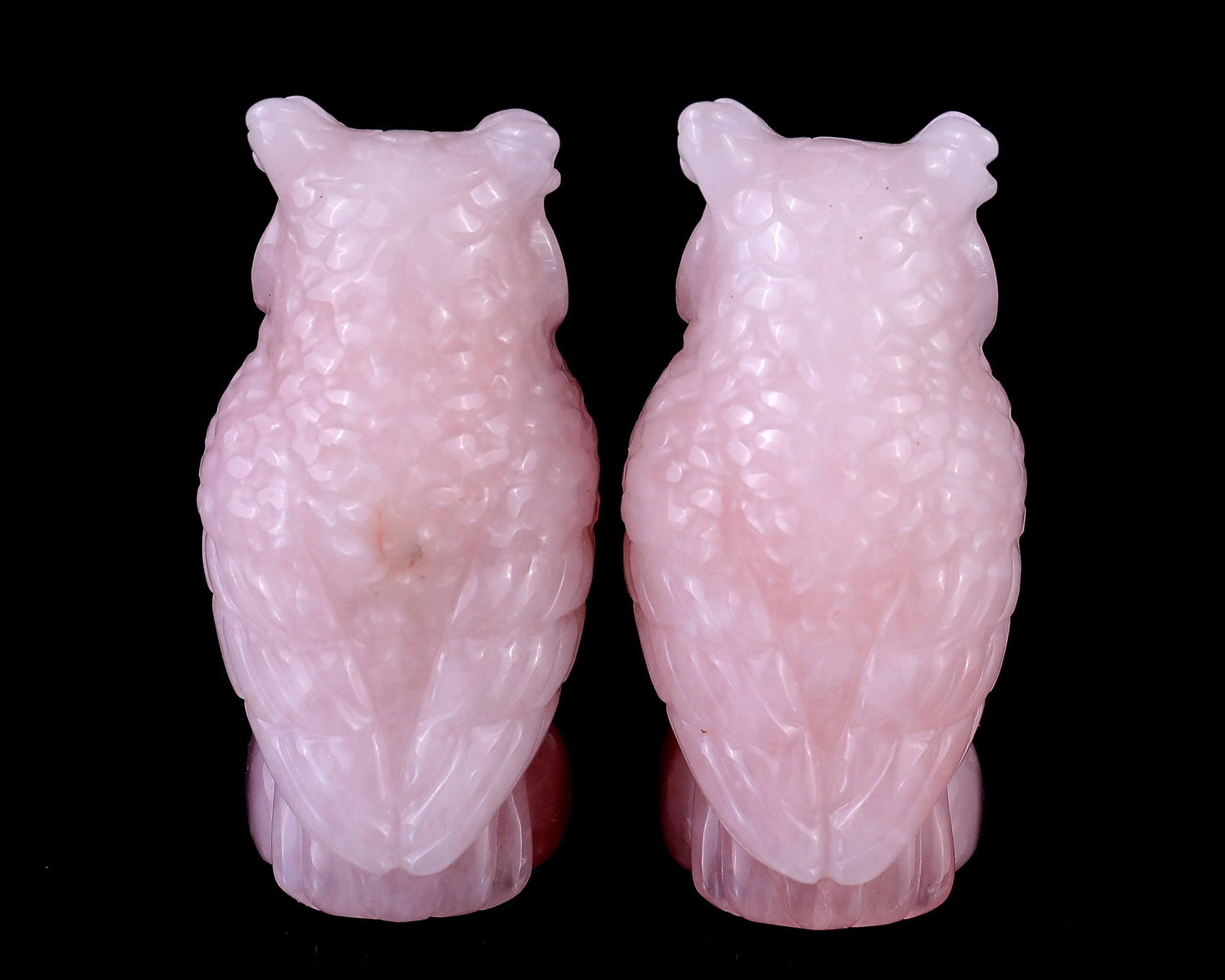 3.1" Rose Quartz Hand Carved Crystal Owl Sculpture Crystallumi