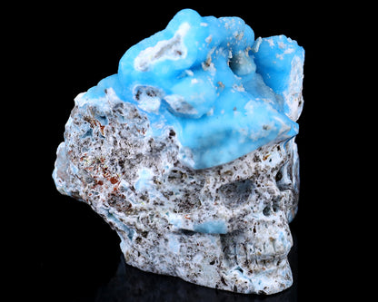 3.2" Blue Aragonite Hand Carved Mineral Specimen Skull Sculpture Crystallumi