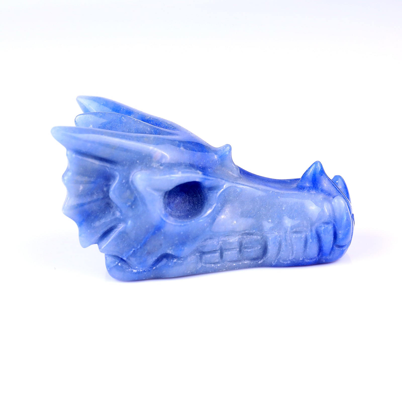 3.2" Blue Aventurine Hand Carved Crystal Dragon Skull Sculpture Crystallumi