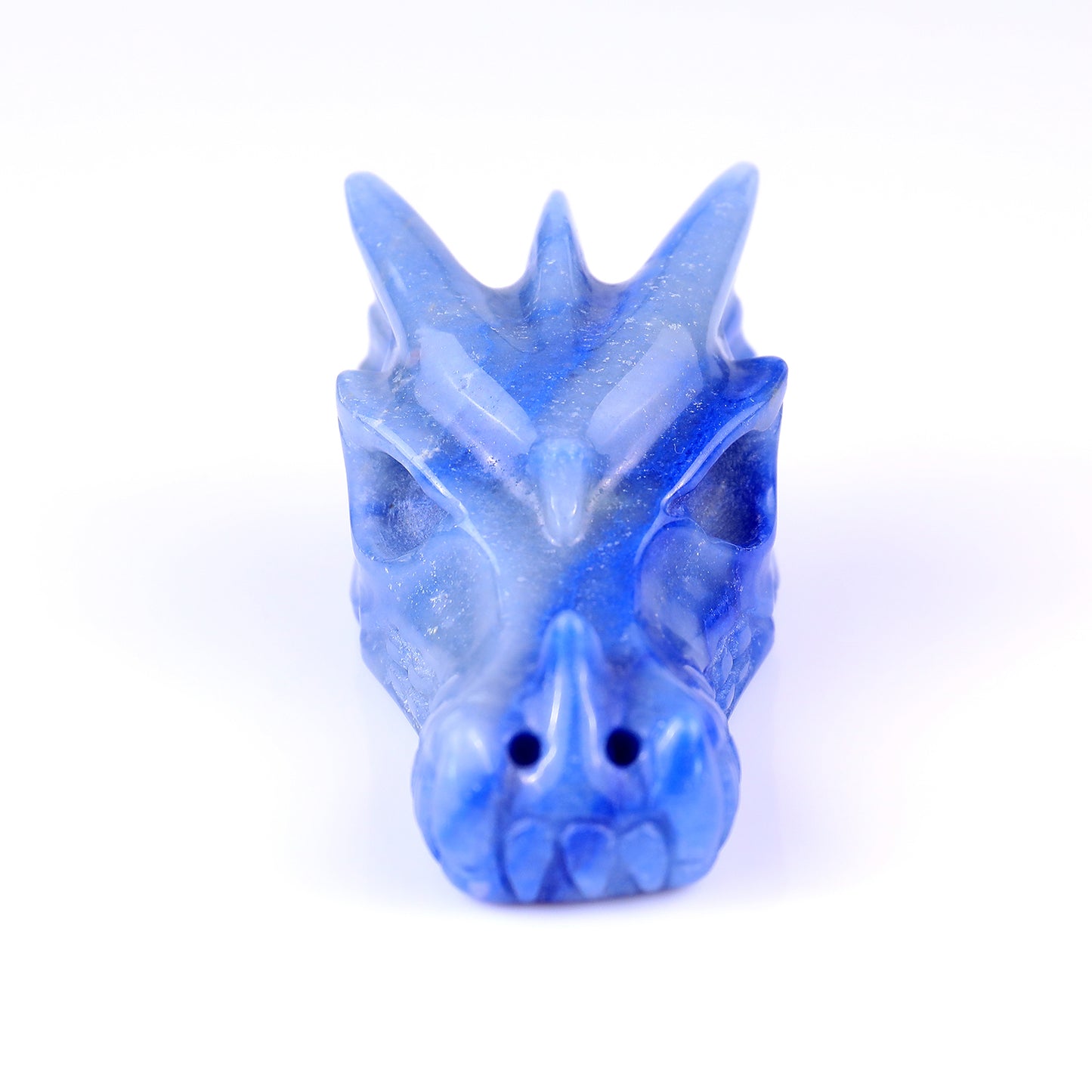 3.2" Blue Aventurine Hand Carved Crystal Dragon Skull Sculpture Crystallumi