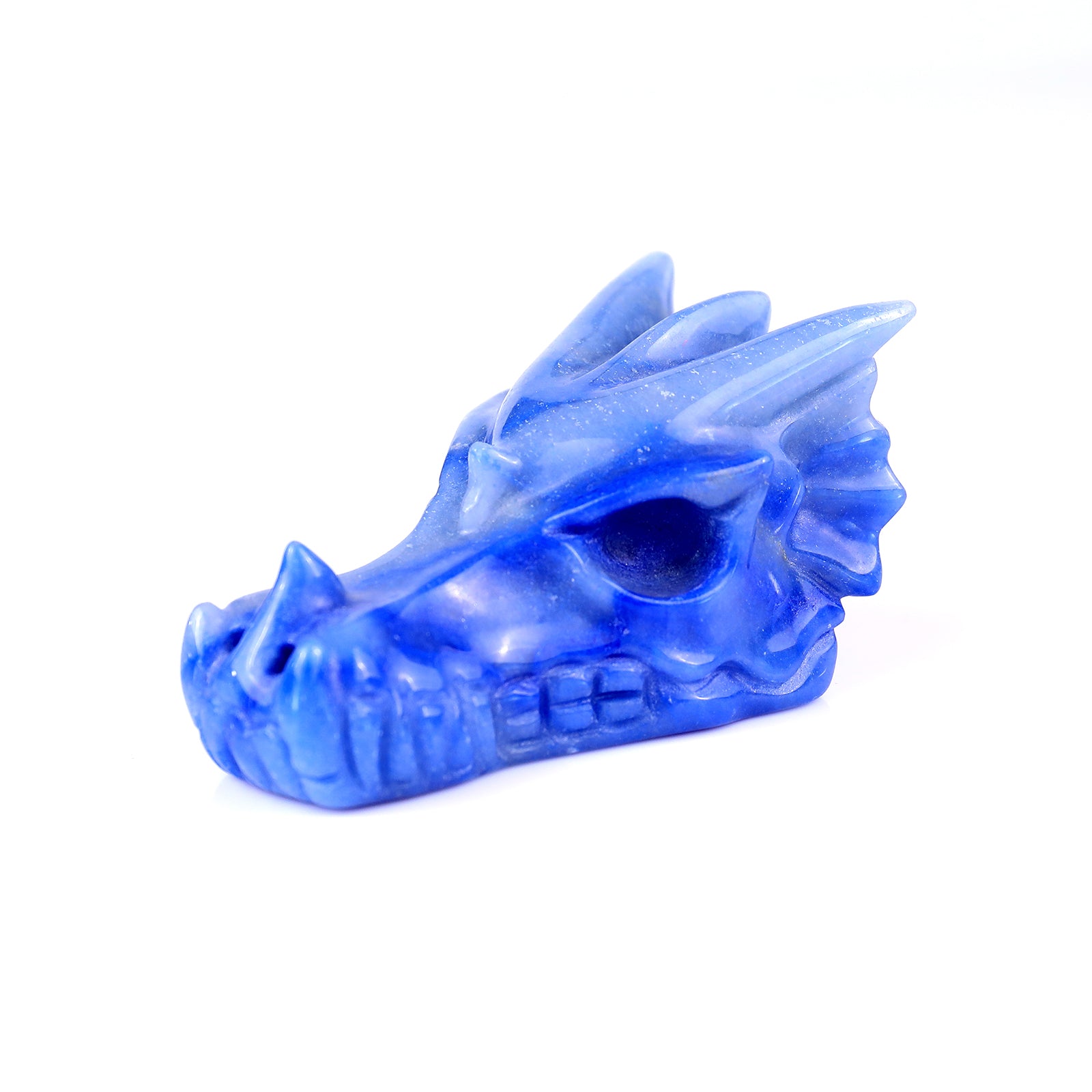 3.2" Blue Aventurine Hand Carved Crystal Dragon Skull Sculpture Crystallumi