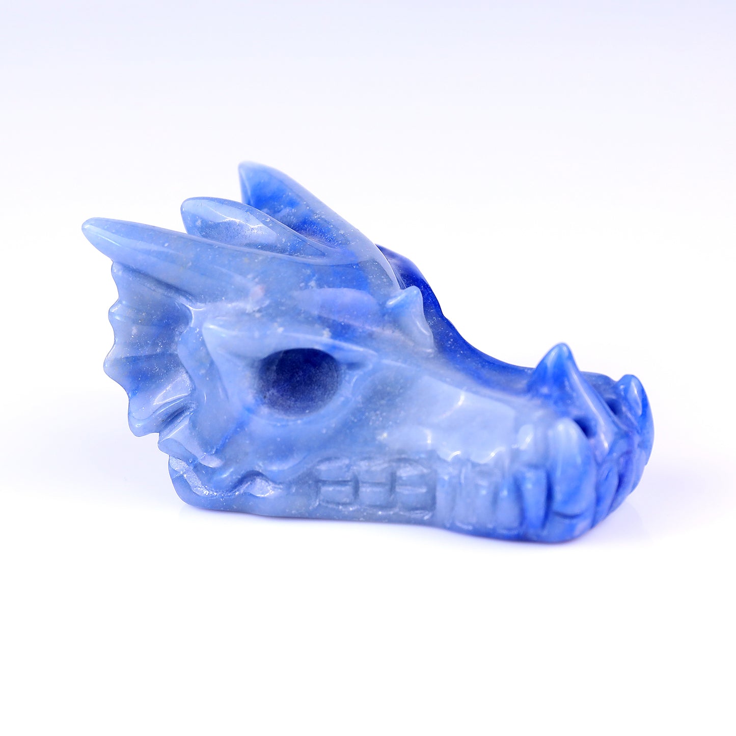 3.2" Blue Aventurine Hand Carved Crystal Dragon Skull Sculpture Crystallumi