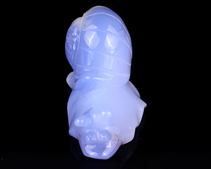 3.2" Blue Chalcedony Hand Carved Crystal Snail Sculpture Crystallumi