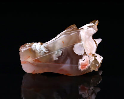 3.2" Sakura Agate Hand Carved Crystal Dragon Skull Sculpture Crystallumi